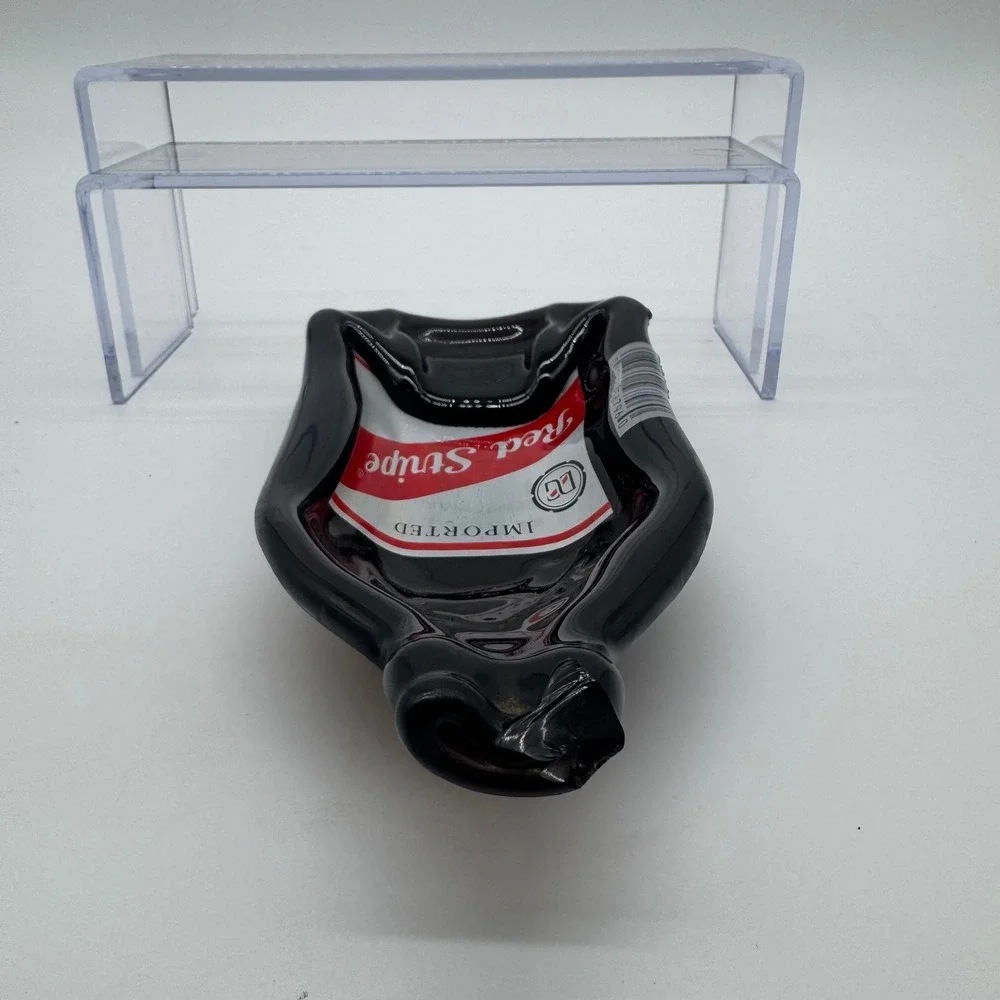 Red Stripe Melted Beer Bottle Tray Recycled Slumped Glass Spoon Rest Barware
